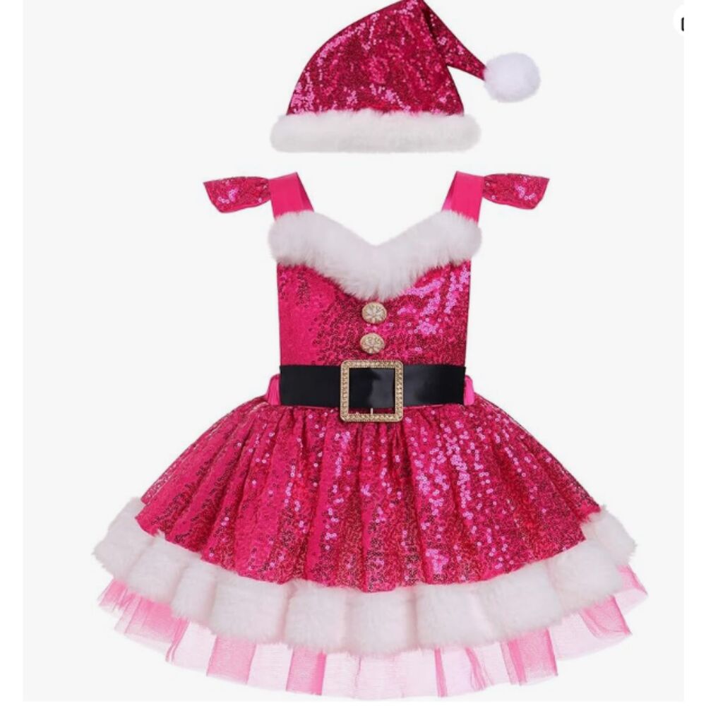 Baby Girl Santa Mrs Claus Christmas Outfit Costume, 6-12 Months